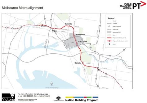 Overall map of the Melbourne Metro rail tunnel alignment - Wongm's Rail Document Collection