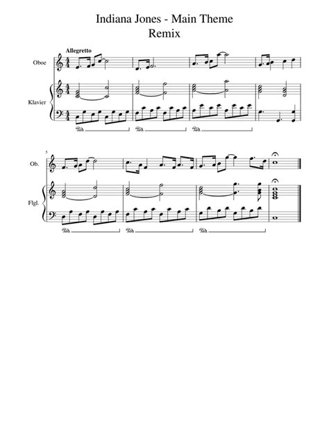 Indiana Jones - Title Soundtrack Remix Sheet music for Piano, Oboe ...