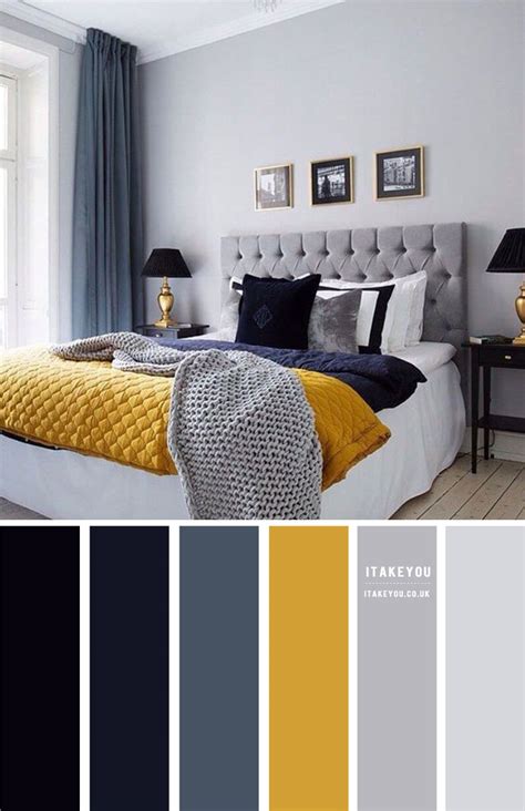 Grey Bedroom with Dark Blue & Mustard I Take You | Wedding Readings ...