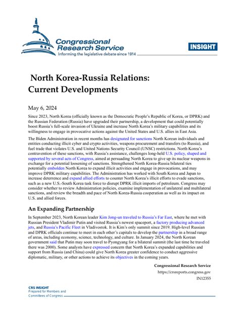 North Korea-Russia Relations: Current Developments - EveryCRSReport.com