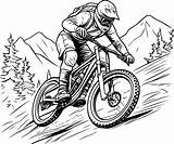Mountain Biker Riding downhill In The Mountains coloring Page 50158565  sketch template