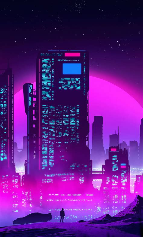 1920x1080px, 1080P Free download | 1280x2120 Synthwave Purple City iPhone , Backgrounds, and ...