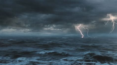 Thunderstorm At Sea Sounds For Sleeping, Relaxing ~ Thunder Rain Ocean Sea Lightning Ambience ...