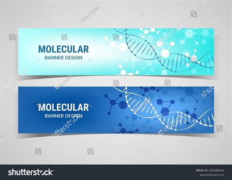 Biology Science Dna Chain Horizontal Banners Stock Vector (Royalty Free ...