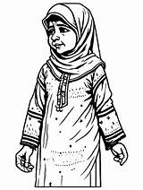 Old Palestinian Woman With Key Coloring Page · Creative Fabrica sketch template