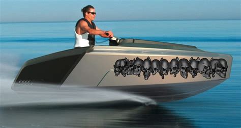 3D Skulls Yacht Vinyl Wrap, Skull Boat Decals, Watercraft Vinyl Graphics, Tribal Yacht Vinyl ...