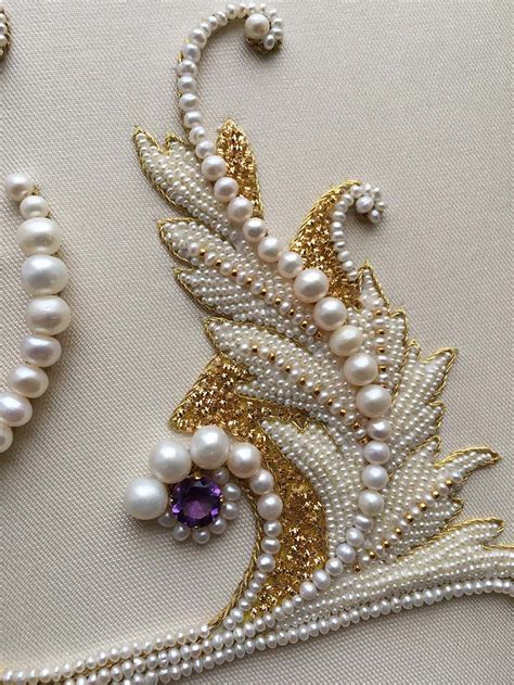 Detail of Ornate letter. Pearl embroidery done by Larissa Borodich ...