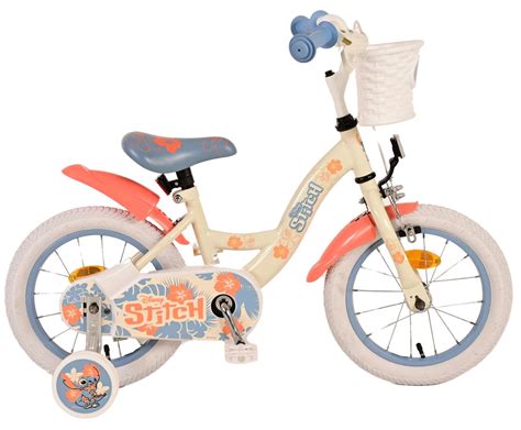 Disney Stitch Kids bike - Girls - 14 inch - Cream Coral Blue