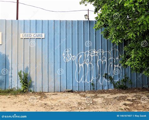 Graffiti on Fence, Austin, Texas Stock Image - Image of austin, used: 146187407