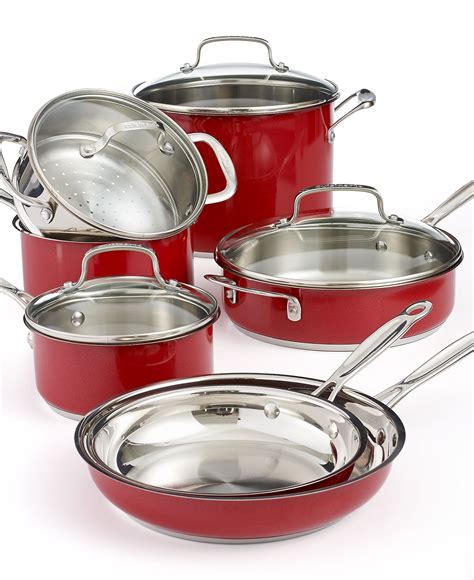 Cuisinart Chef's Classic Stainless Steel Metallic Red 11 Piece Cookware Set - Cookware - Kitchen ...