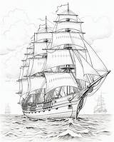 Sailing Ship Coloring Pages Free Color  Premium AI Generated Image sketch template