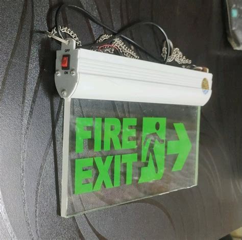 Rectangular Green Fire Exit Sign Board, For Industrial, Dimension: 365 X 190 mm at Rs 2500 ...