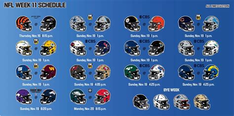 National Football League Week 11 Schedule - Mega Sports News