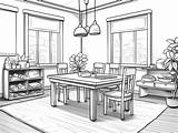 Dining Room Coloring Delight  Page sketch template