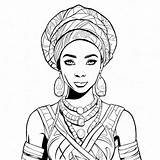 Download Educational Coloring Page African Woman In Turban With  sketch template