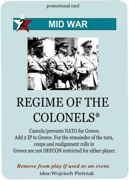 Twilight Struggle: Regime of the Colonels Promo Card | Board Game | BoardGameGeek