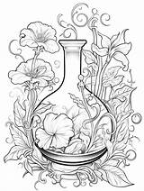 Premium Photo  Elixir Magical Fairytale coloring Book Page In Black sketch template