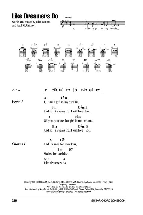 Like Dreamers Do by The Beatles - Guitar Chords/Lyrics - Guitar Instructor