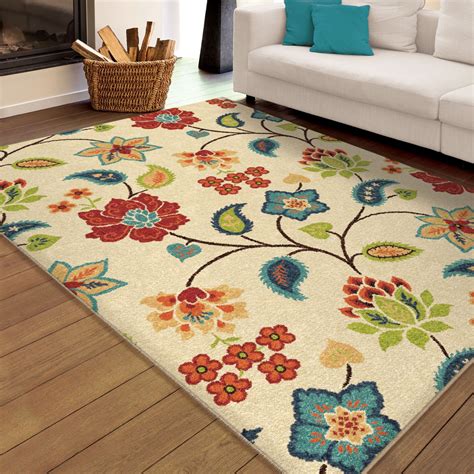 Orian Rugs Indoor/Outdoor Floral Full Bloom Ivory Area Large Rug, 2338 8x11, Orian Rugs