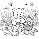Teddy bear At picnic coloring Page Lulu Pages sketch template