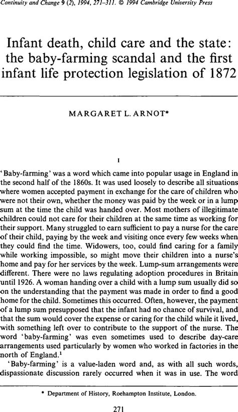 Infant death, child care and the state: the baby-farming scandal and ...