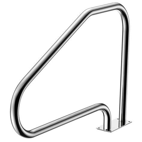 Gymax Swimming Pool Hand Rail 49'' Stainless Steel Mounted Pool Stair Rail w/Base Plate ...