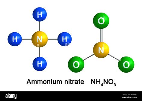 3d render of molecular structure of ammonium nitrate isolated over ...