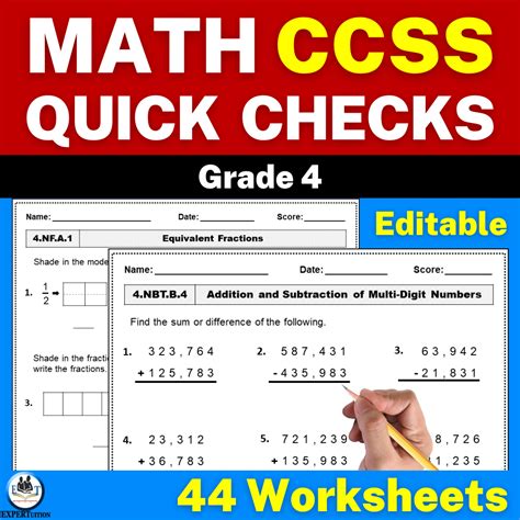 4th Grade Common Core Math Worksheets | Common Core Math Assessments ...