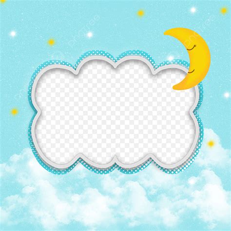 Baby Blue Frame Hd Transparent, Baby Blue Frame, Cloud, Stars, Moon PNG ...