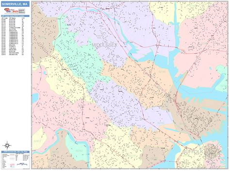 Somerville Massachusetts Wall Map (Color Cast Style) by MarketMAPS ...