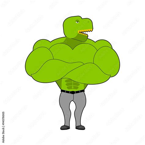 Strong Tyrannosaurus with big muscles. Dinosaur t-Rex bodybuilde Stock ...