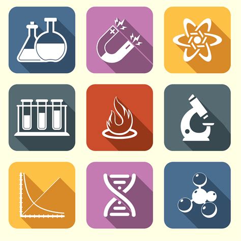 Physics science icons flat 454580 Vector Art at Vecteezy