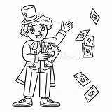 Circus Master With Cards Isolated Coloring Page Stock Vector  sketch template