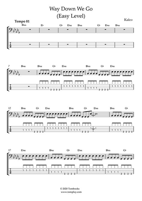 Way Down We Go (Easy Level) (Kaleo) - Bass Tabs