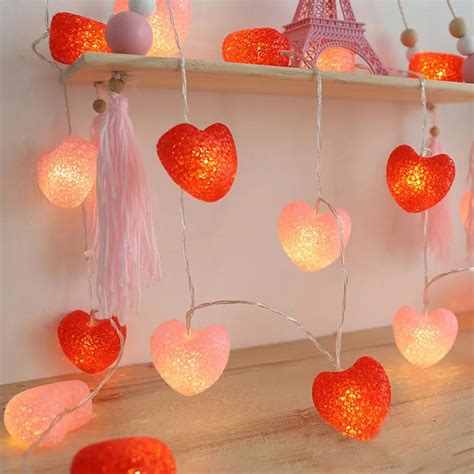 1.5/3/6m Love Heart String Light Holiday Valentines Day Lantern LED Lamp Decor New-in Lighting ...