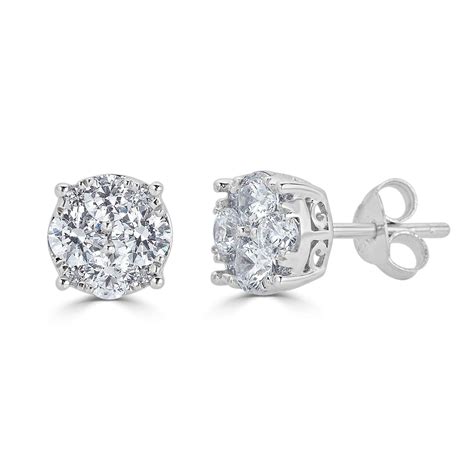 1/4Ct Diamond Round Stud Earrings Set in Sterling Silver (0.25 ...