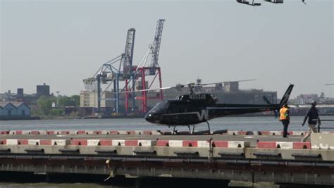 Helicopter Landing At Platform, Pier 6 In Manhattan, New York City, USA ...