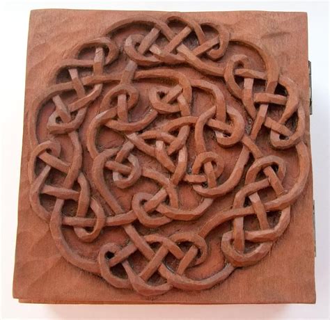 Celtic box Wood carving Handmade woodcarving 55 x 55 x 31