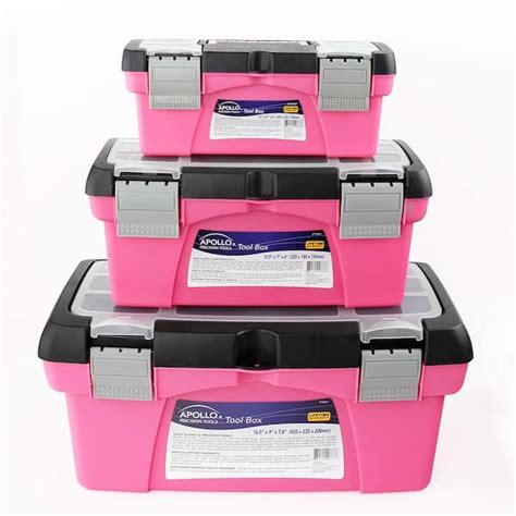 Apollo 10 in., 12.5 in. and 16 in. Tool Box in Pink (3-Components ...