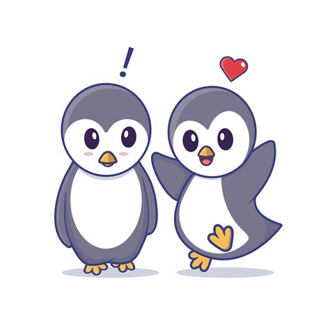 pingüino. pareja de pingüinos se enamora del icono de vector de ilustración. estilo de dibujos ...