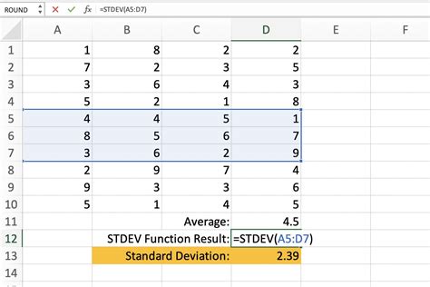 How to Use the STDEV Function in Excel