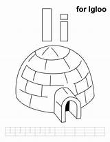 I For Igloo Coloring Page With Handwriting Practice sketch template