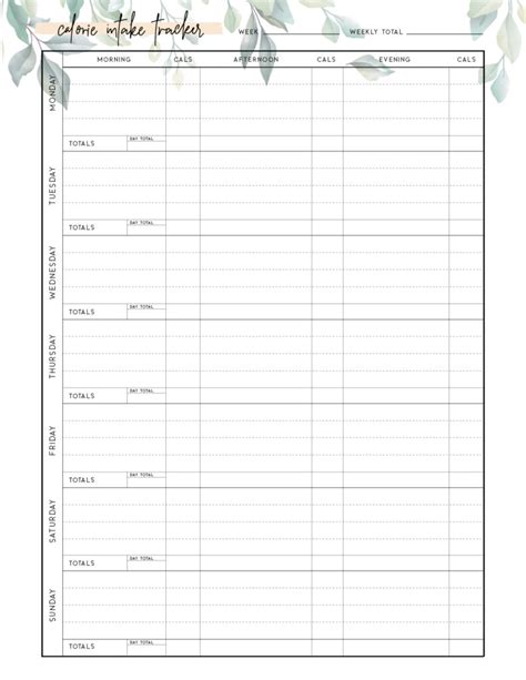 Free Printable Calorie Tracker - World of Printables