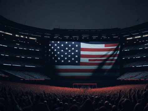 Premium AI Image | A large american flag is displayed in an empty stadium.