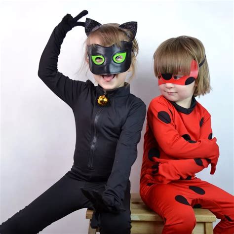 Kids adult Miraculous LadyBug Cat Noir Cosplay Girls boy Costumes ...