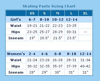 Best Buy Figure Skating - Skating Pants Size Chart