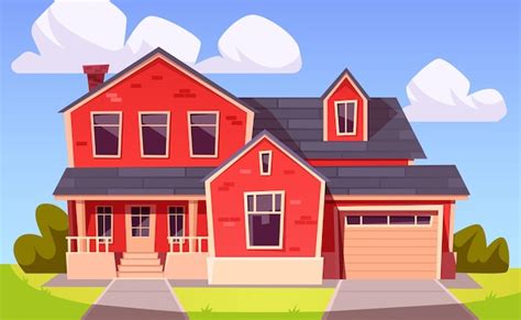 Free Vector | Suburban house. Residential building from red brick with ...