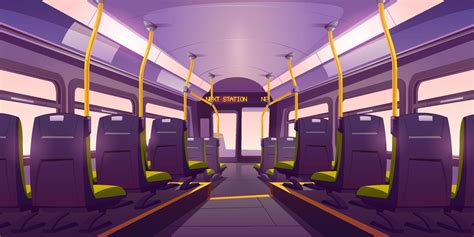 Empty bus or train interior with chairs back view 15680988 Vector Art at Vecteezy