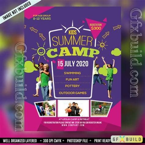 PSD kids summer camp flyer template » GFXBuild