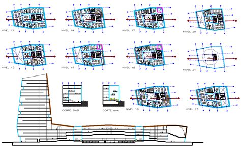 5 Star Hotel project layout plan and elevation design - Cadbull